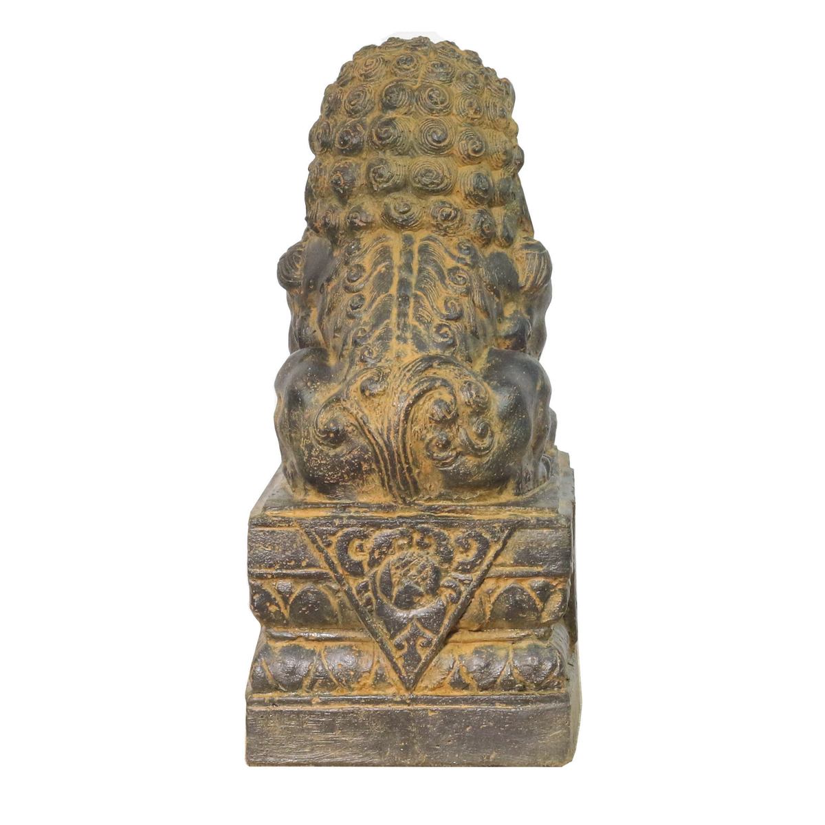 Einzelner Tempelwächter Löwe Shishi Fu Hunde Wächter Löwen Hund Skulptur Steinfigur Figur Links oder Rechts Antik GRC 45 cm