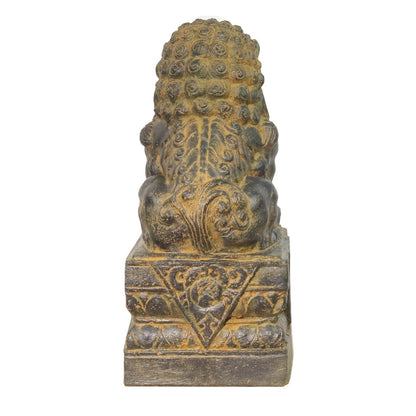 Einzelner Tempelwächter Löwe Shishi Fu Hunde Wächter Löwen Hund Skulptur Steinfigur Figur Links oder Rechts Antik GRC 45 cm