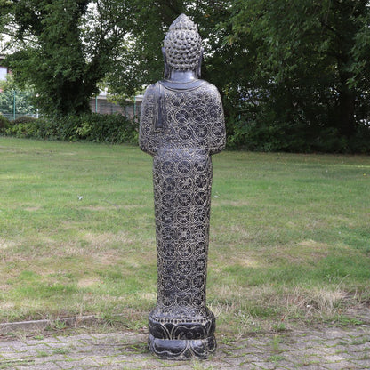 Buddha Statue stehend Figur Skulptur Asien Indonesien Deko GRC Beton Gartenfigur mit Muster 180 cm