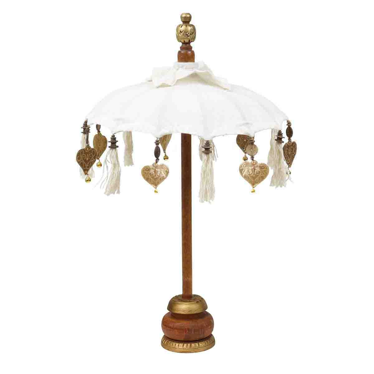 Kleiner Tischschirm aus Bali Garten Schirm Dekoration Party  Partyschirm Handarbeit Orient Dekoschirm ca. 40 cm Weiß
