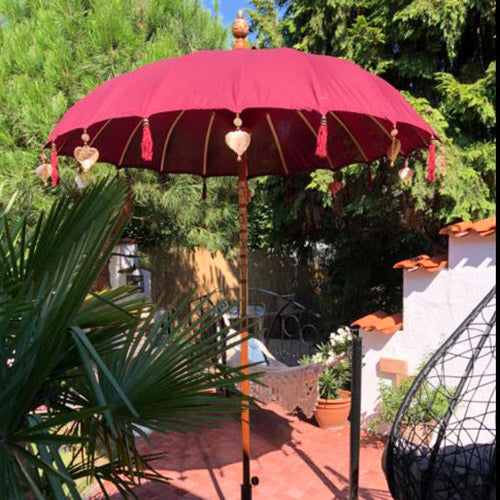 Bali Sonnenschirm Balinesischer Schirm Garten Baumwolle Sonnenschutz Handarbeit Retro Vintage Dekoschirm 2-teilig ca.180 cm