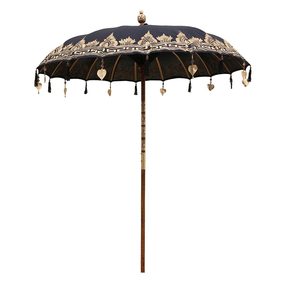 Bali Sonnenschirm Balinesischer Garten Schirm Baumwolle Handarbeit Retro Vintage Dekoschirm 2-teilig ca 180cm einfache Bemalung