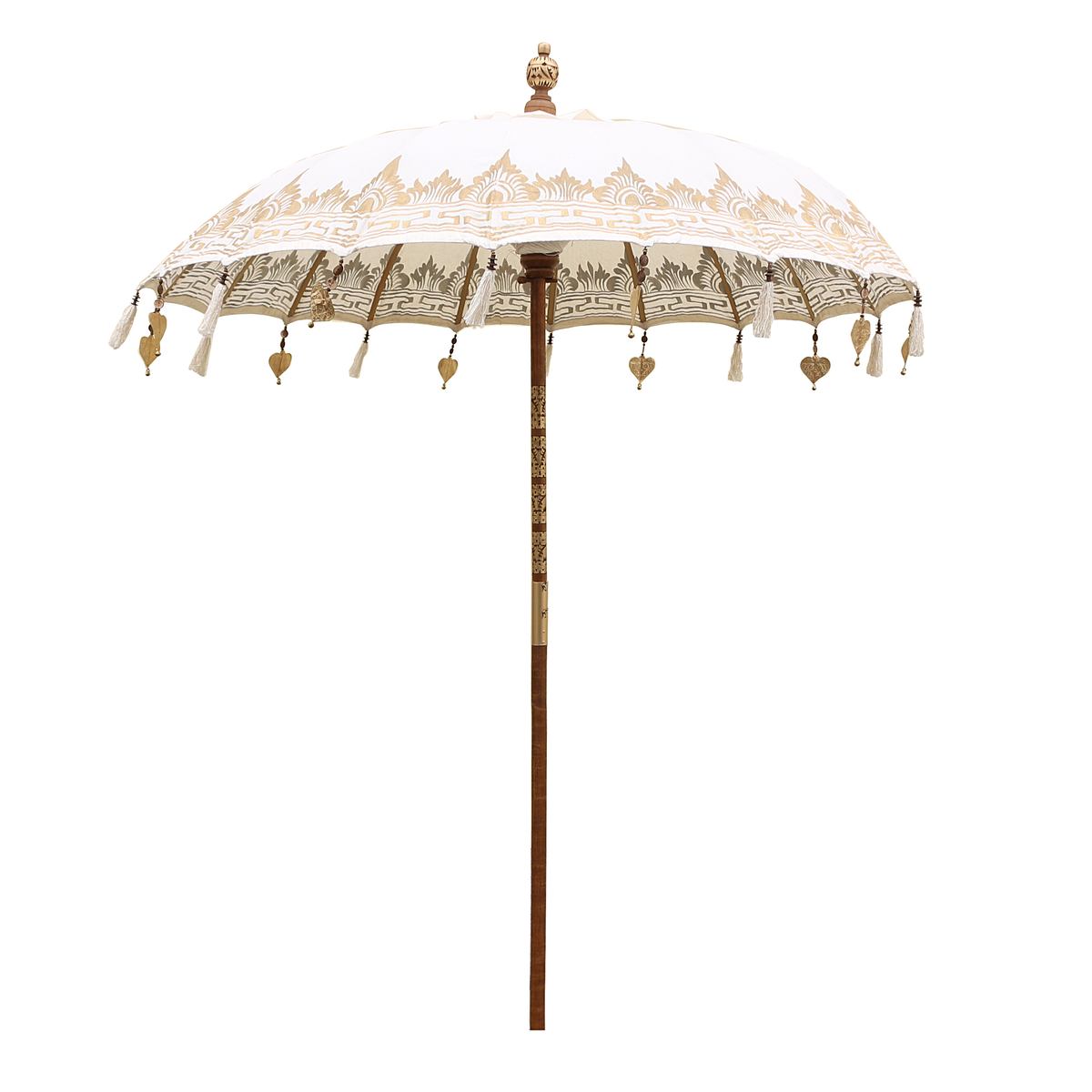 Bali Sonnenschirm Balinesischer Garten Schirm Baumwolle Handarbeit Retro Vintage Dekoschirm 2-teilig ca 180cm einfache Bemalung